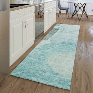 Piper Looms Mayfield Abstract AMF665 Teal Machine Washable Area Rug Runner Lifestyle Image Feature