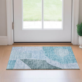 Piper Looms Mayfield Abstract AMF665 Teal Machine Washable Area Rug Scatter Lifestyle Image Feature