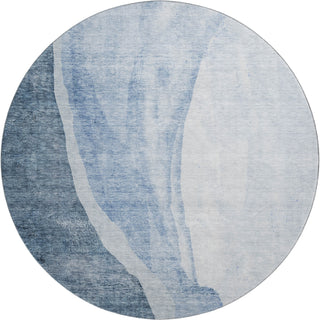Piper Looms Mayfield Abstract AMF667 Blue Machine Washable Area Rug Round Main Image