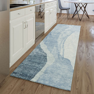 Piper Looms Mayfield Abstract AMF667 Blue Machine Washable Area Rug Runner Lifestyle Image Feature