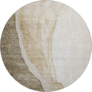 Piper Looms Mayfield Abstract AMF667 Brown Machine Washable Area Rug Round Main Image