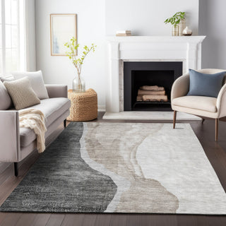 Piper Looms Mayfield Abstract AMF667 Charcoal Machine Washable Area Rug Lifestyle Image Feature