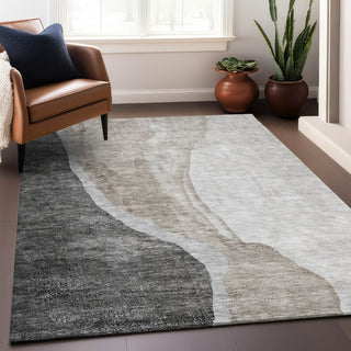 Piper Looms Mayfield Abstract AMF667 Charcoal Machine Washable Area Rug Lifestyle Image Feature