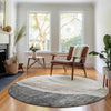 Piper Looms Mayfield Abstract AMF667 Charcoal Machine Washable Area Rug Round Lifestyle Image Feature
