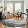 Piper Looms Mayfield Abstract AMF667 Gray Machine Washable Area Rug Round Lifestyle Image Feature