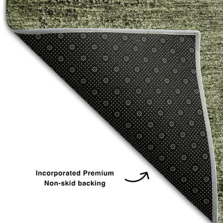 Piper Looms Mayfield Abstract AMF667 Olive Machine Washable Area Rug Backing Image