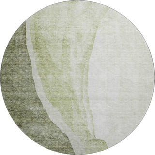Piper Looms Mayfield Abstract AMF667 Olive Machine Washable Area Rug Round Main Image