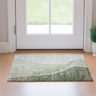 Piper Looms Mayfield Abstract AMF667 Olive Machine Washable Area Rug Scatter Lifestyle Image Feature