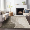 Piper Looms Mayfield Abstract AMF667 Taupe Machine Washable Area Rug Lifestyle Image Feature