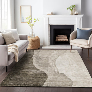 Piper Looms Mayfield Abstract AMF667 Taupe Machine Washable Area Rug Lifestyle Image Feature