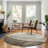 Piper Looms Mayfield Abstract AMF667 Taupe Machine Washable Area Rug Round Lifestyle Image Feature