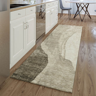 Piper Looms Mayfield Abstract AMF667 Taupe Machine Washable Area Rug Runner Lifestyle Image Feature