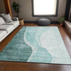 Piper Looms Mayfield Abstract AMF667 Teal Machine Washable Area Rug Lifestyle Image Feature