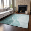 Piper Looms Mayfield Abstract AMF667 Teal Machine Washable Area Rug Lifestyle Image Feature