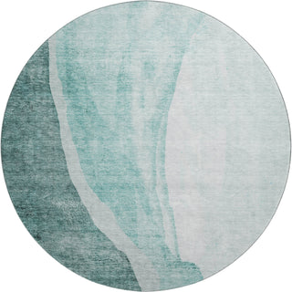 Piper Looms Mayfield Abstract AMF667 Teal Machine Washable Area Rug Round Main Image