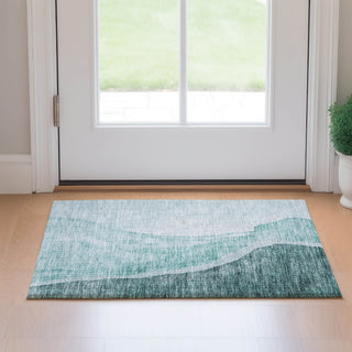 Piper Looms Mayfield Abstract AMF667 Teal Machine Washable Area Rug Scatter Lifestyle Image Feature