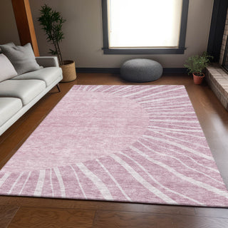 Piper Looms Mayfield Abstract AMF668 Blush Machine Washable Area Rug Lifestyle Image Feature