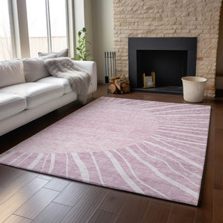 Piper Looms Mayfield Abstract AMF668 Blush Machine Washable Area Rug Lifestyle Image Feature