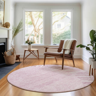 Piper Looms Mayfield Abstract AMF668 Blush Machine Washable Area Rug Round Lifestyle Image Feature
