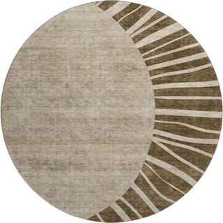 Piper Looms Mayfield Abstract AMF668 Brown Machine Washable Area Rug Round Main Image