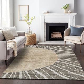 Piper Looms Mayfield Abstract AMF668 Chocolate Machine Washable Area Rug Lifestyle Image Feature