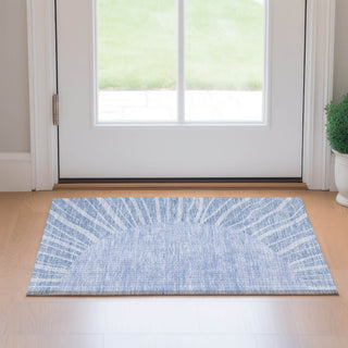 Piper Looms Mayfield Abstract AMF668 Denim Machine Washable Area Rug Scatter Lifestyle Image Feature