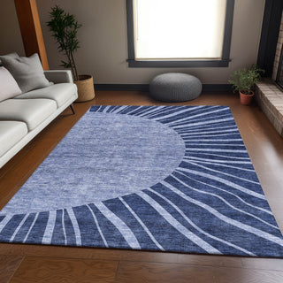 Piper Looms Mayfield Abstract AMF668 Navy Machine Washable Area Rug Lifestyle Image Feature