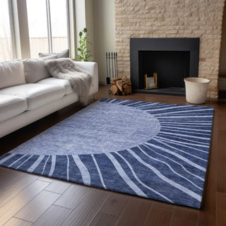 Piper Looms Mayfield Abstract AMF668 Navy Machine Washable Area Rug Lifestyle Image Feature