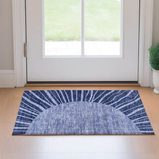 Piper Looms Mayfield Abstract AMF668 Navy Machine Washable Area Rug Scatter Lifestyle Image Feature