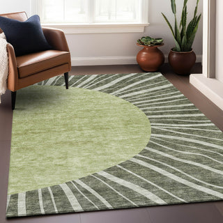 Piper Looms Mayfield Abstract AMF668 Olive Machine Washable Area Rug Lifestyle Image Feature