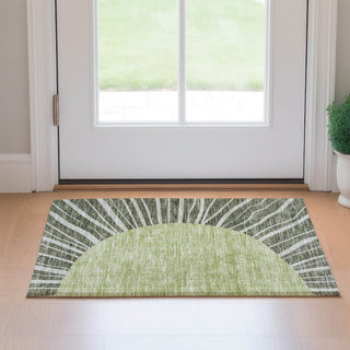Piper Looms Mayfield Abstract AMF668 Olive Machine Washable Area Rug Scatter Lifestyle Image Feature