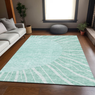 Piper Looms Mayfield Abstract AMF668 Teal Machine Washable Area Rug Lifestyle Image Feature