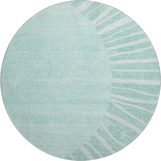 Piper Looms Mayfield Abstract AMF668 Teal Machine Washable Area Rug Round Main Image