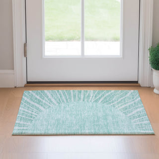 Piper Looms Mayfield Abstract AMF668 Teal Machine Washable Area Rug Scatter Lifestyle Image Feature