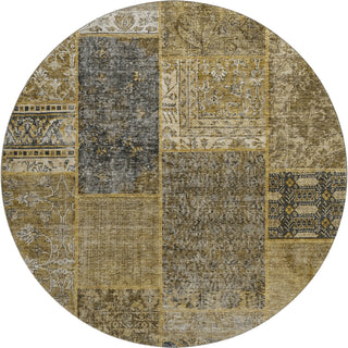 Piper Looms Mayfield Patchwork AMF669 Brown Machine Washable Area Rug Round Main Image