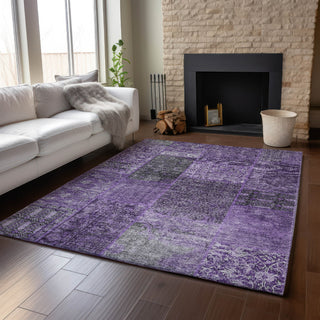 Piper Looms Mayfield Patchwork AMF669 Eggplant Machine Washable Area Rug Lifestyle Image Feature