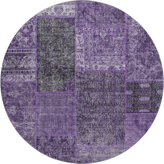 Piper Looms Mayfield Patchwork AMF669 Eggplant Machine Washable Area Rug Round Main Image
