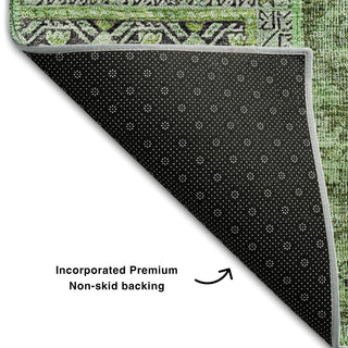 Piper Looms Mayfield Patchwork AMF669 Green Machine Washable Area Rug Backing Image