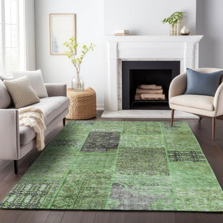 Piper Looms Mayfield Patchwork AMF669 Green Machine Washable Area Rug Lifestyle Image Feature