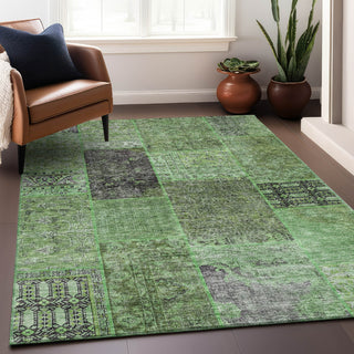 Piper Looms Mayfield Patchwork AMF669 Green Machine Washable Area Rug Lifestyle Image Feature