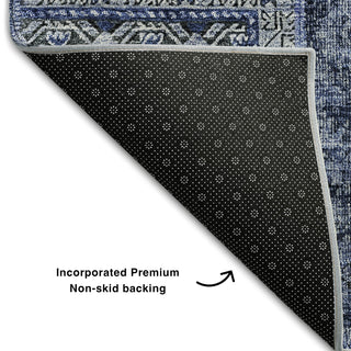 Piper Looms Mayfield Patchwork AMF669 Navy Machine Washable Area Rug Backing Image
