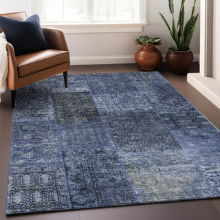 Piper Looms Mayfield Patchwork AMF669 Navy Machine Washable Area Rug Lifestyle Image Feature