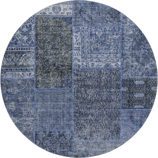 Piper Looms Mayfield Patchwork AMF669 Navy Machine Washable Area Rug Round Main Image