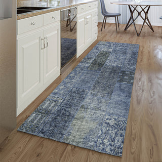 Piper Looms Mayfield Patchwork AMF669 Navy Machine Washable Area Rug Runner Lifestyle Image Feature