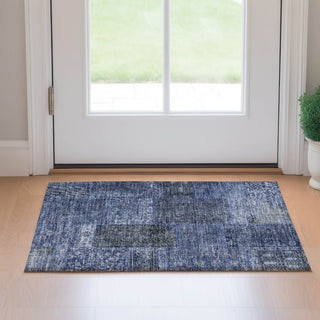 Piper Looms Mayfield Patchwork AMF669 Navy Machine Washable Area Rug Scatter Lifestyle Image Feature