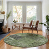 Piper Looms Mayfield Patchwork AMF669 Olive Machine Washable Area Rug Round Lifestyle Image Feature