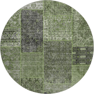 Piper Looms Mayfield Patchwork AMF669 Olive Machine Washable Area Rug Round Main Image