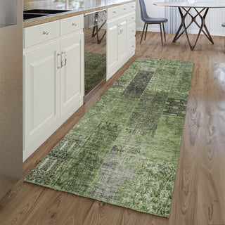 Piper Looms Mayfield Patchwork AMF669 Olive Machine Washable Area Rug Runner Lifestyle Image Feature