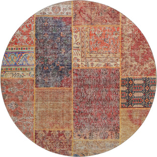Piper Looms Mayfield Patchwork AMF669 Red Machine Washable Area Rug Round Main Image
