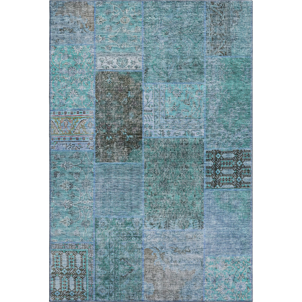 Piper Looms Mayfield Patchwork AMF669 Teal Machine Washable Area Rug main image